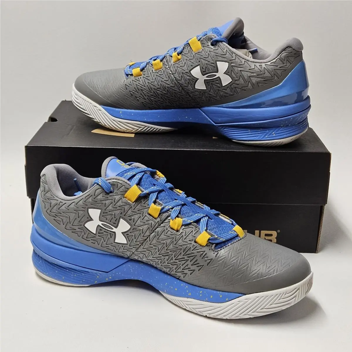 Under Armour shoes - Under Armour Clutchfit Drive 3 - 1274422-035 - Blue / Gray / Yellow / White, Manufacturer: STL (Steel) / WTR (Water) / WHT (White) (UPC: 190085879872) 1