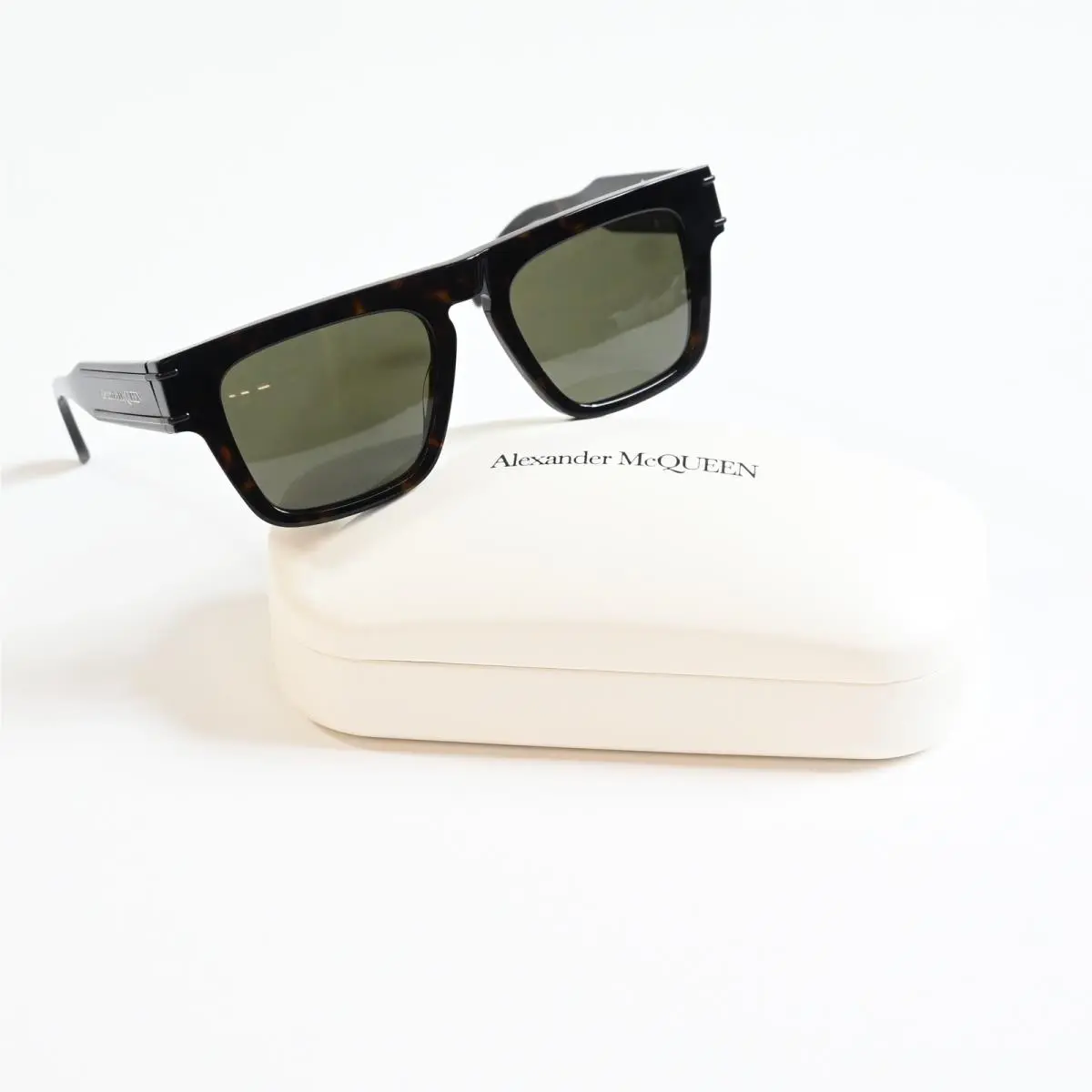 Alexander Mcqueen AM0397S 002 Mens Sunglasses Havana/green 52mm by Alexander McQueen