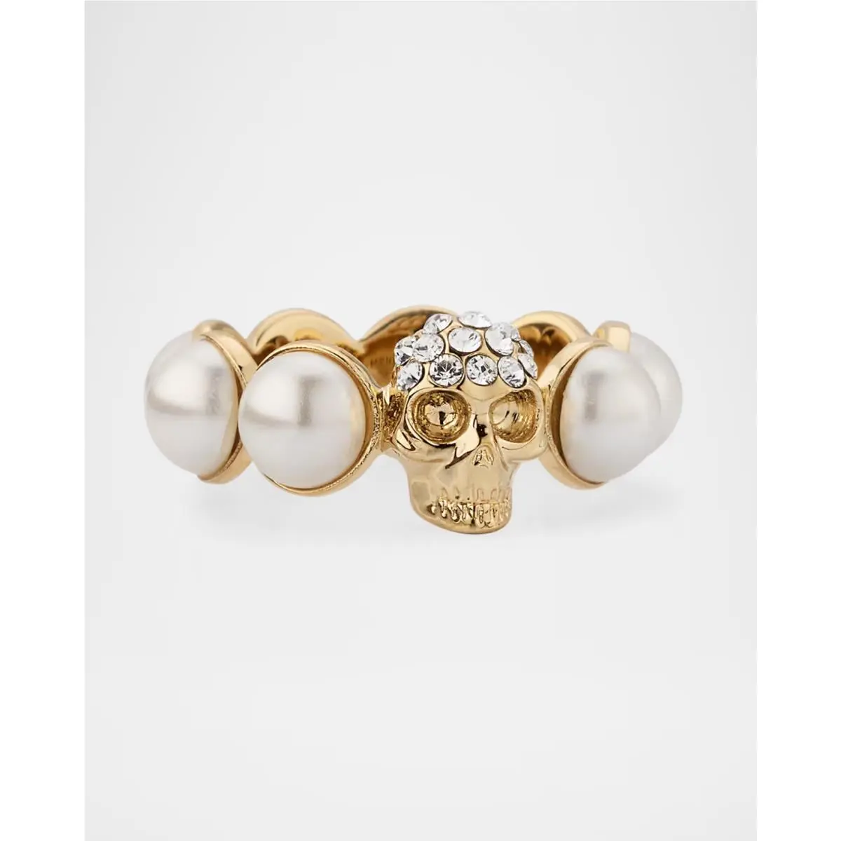 Alexander Mcqueen Crystal Skull and Pearly Ring Orig. Size 7.25 by Alexander McQueen