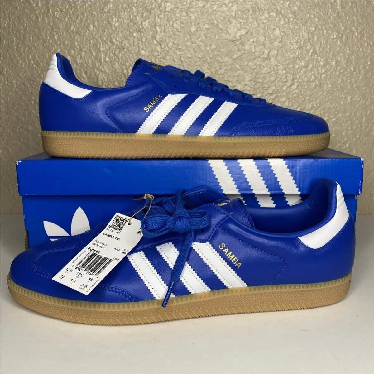 Adidas Originals Samba og Shoes Mens Size 13 Blue White Gum Bottom JR0882