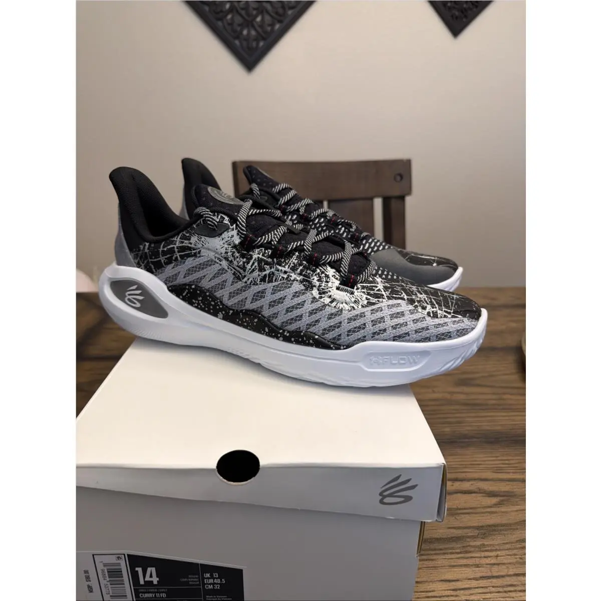 Under Armour Curry 11 FD Black White Basketball Shoes 3027503 Mens Size 14 ..X3