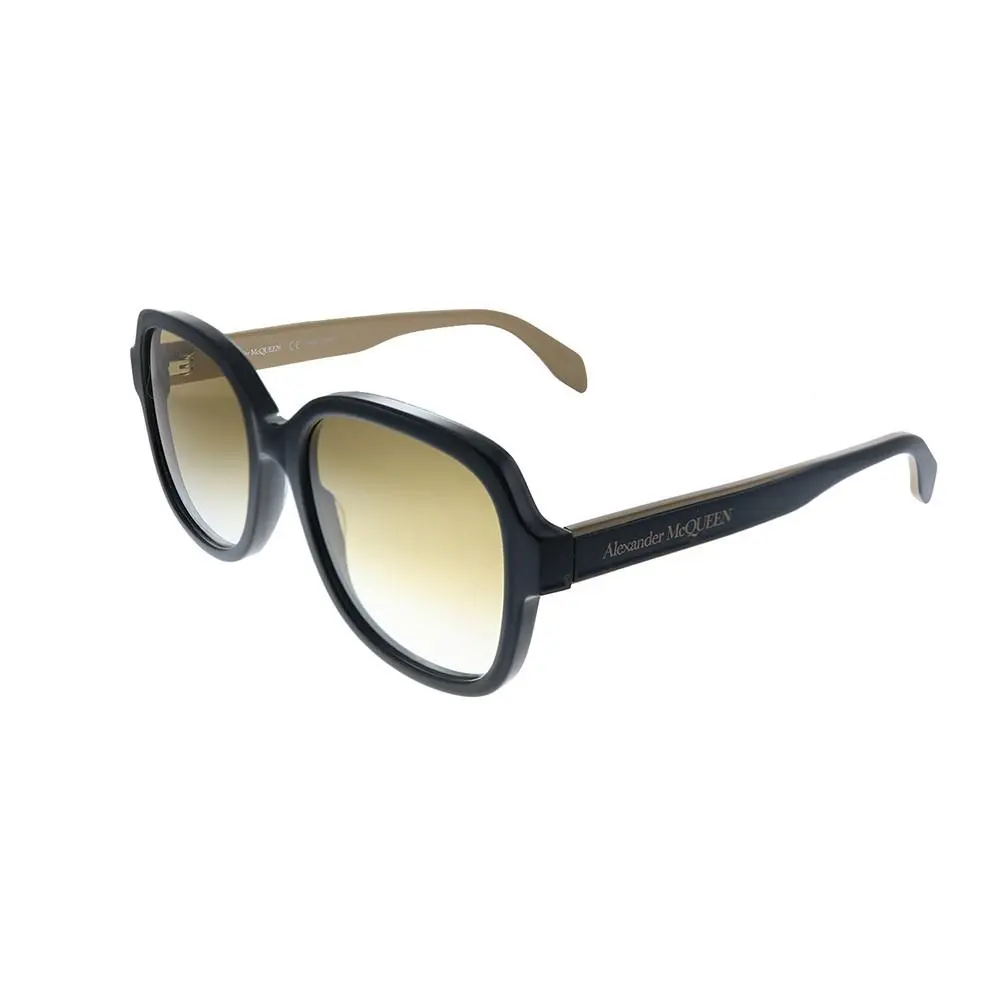 Alexander Mcqueen AM 300S 004 Black Plastic Sunglasses Yellow Gradient Lens by Alexander McQueen