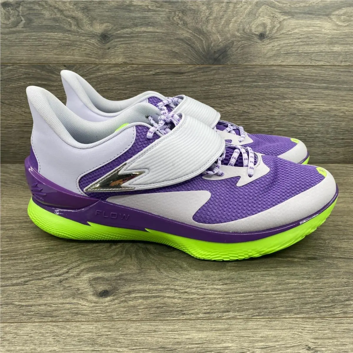 Under Armour Curry Flow 10 Basketball Shoes Mens 14 Purple Lime 3028803-535