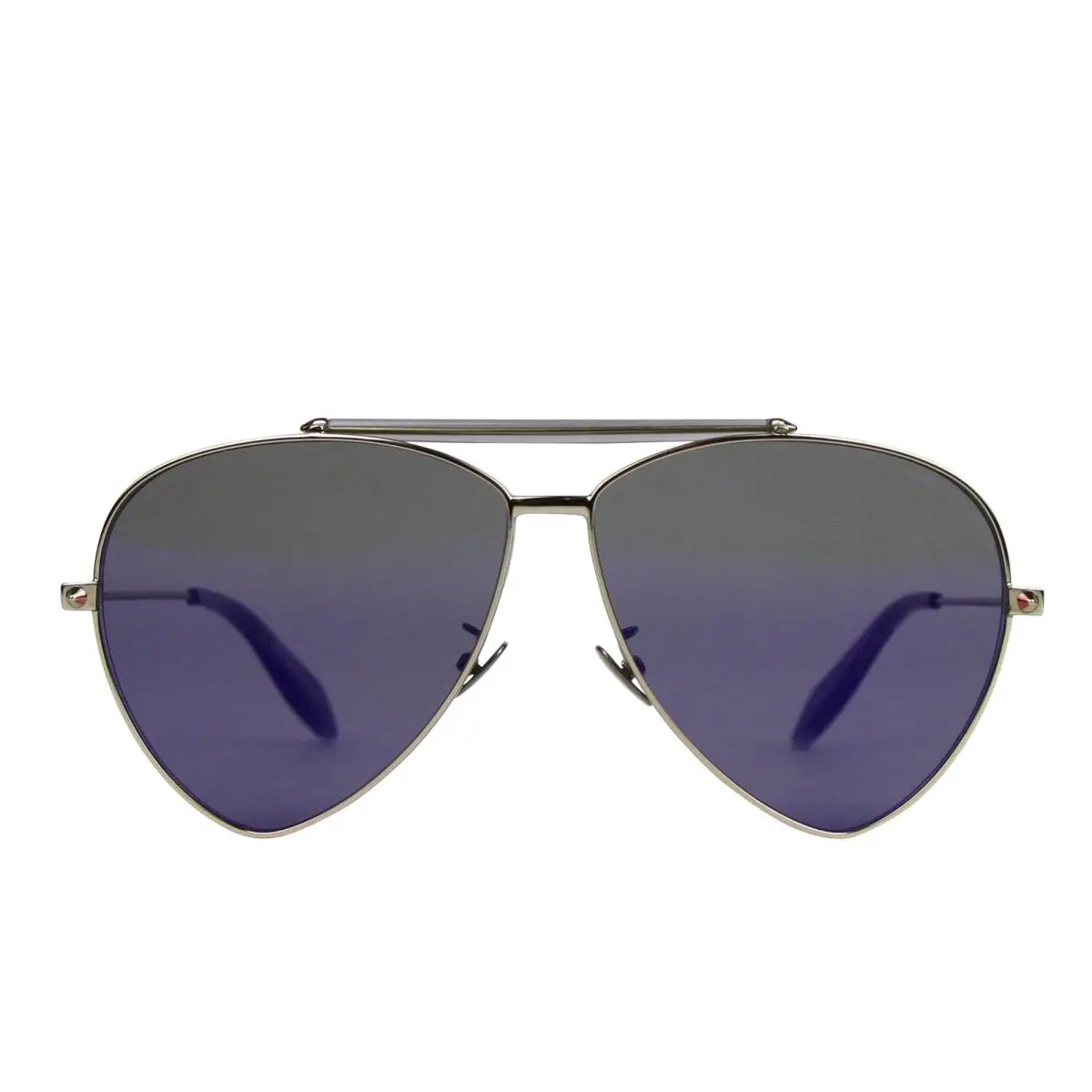 Alexander Mcqueen Unisex Blue Metal Reflective Aviator Sunglasses by Alexander McQueen