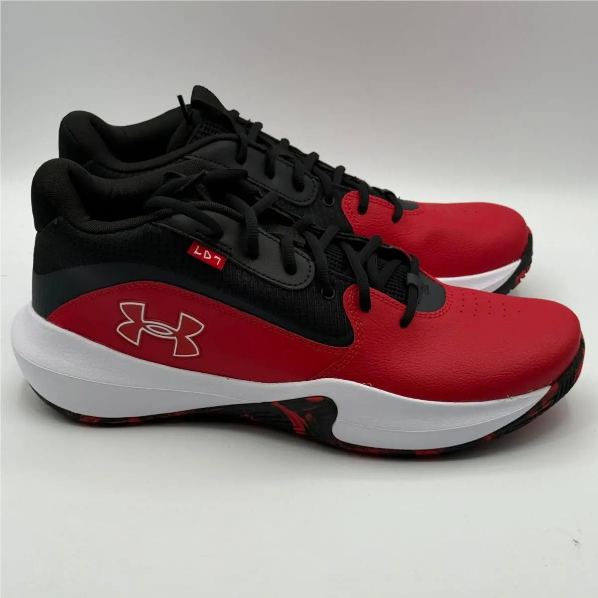 Under Armour UA Lockdown 7 Shoes Men Size 13 Red Black Basketball 3028512-600
