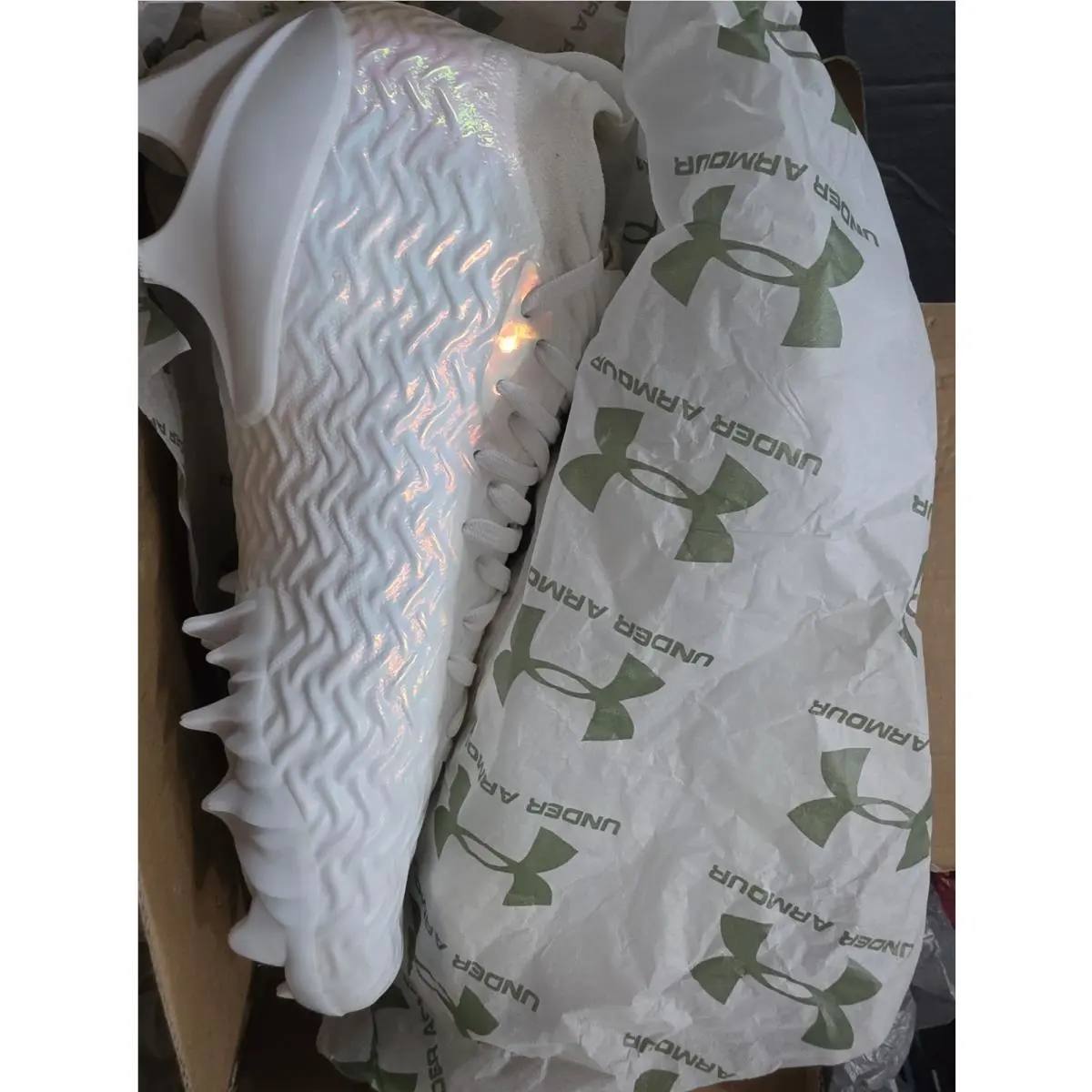 Size 9.5 - Under Armour Spotlight Pro White Iridescent