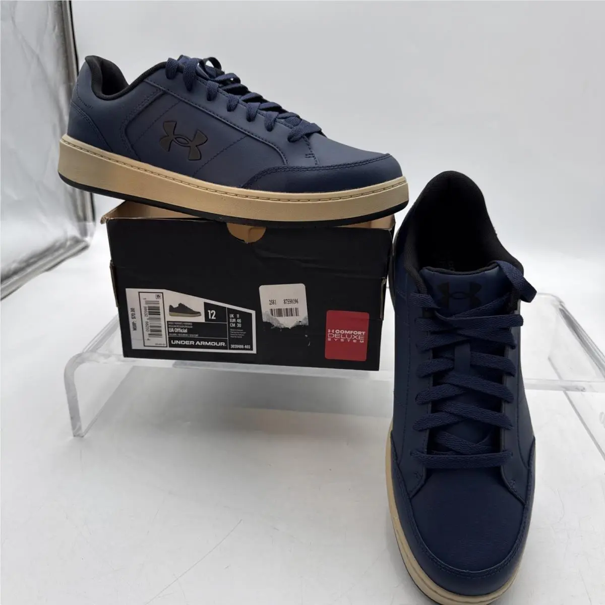 Men`s Under Armour Official Shoes Size 12 Comfort Deluxe Blue/brown