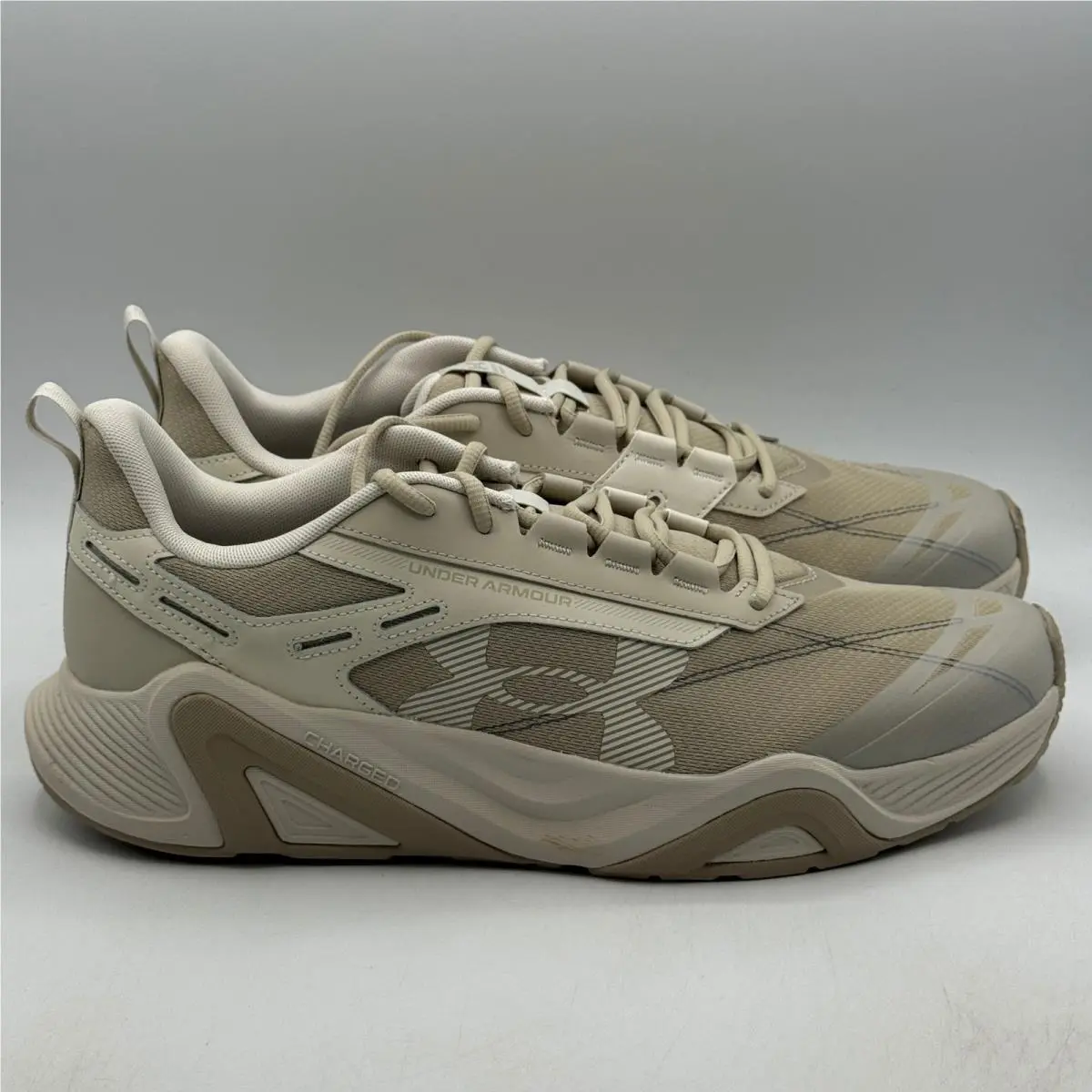 Under Armour UA Charged Commit TR 5 Shoes Mens Size 14 Brown White 3026606-200