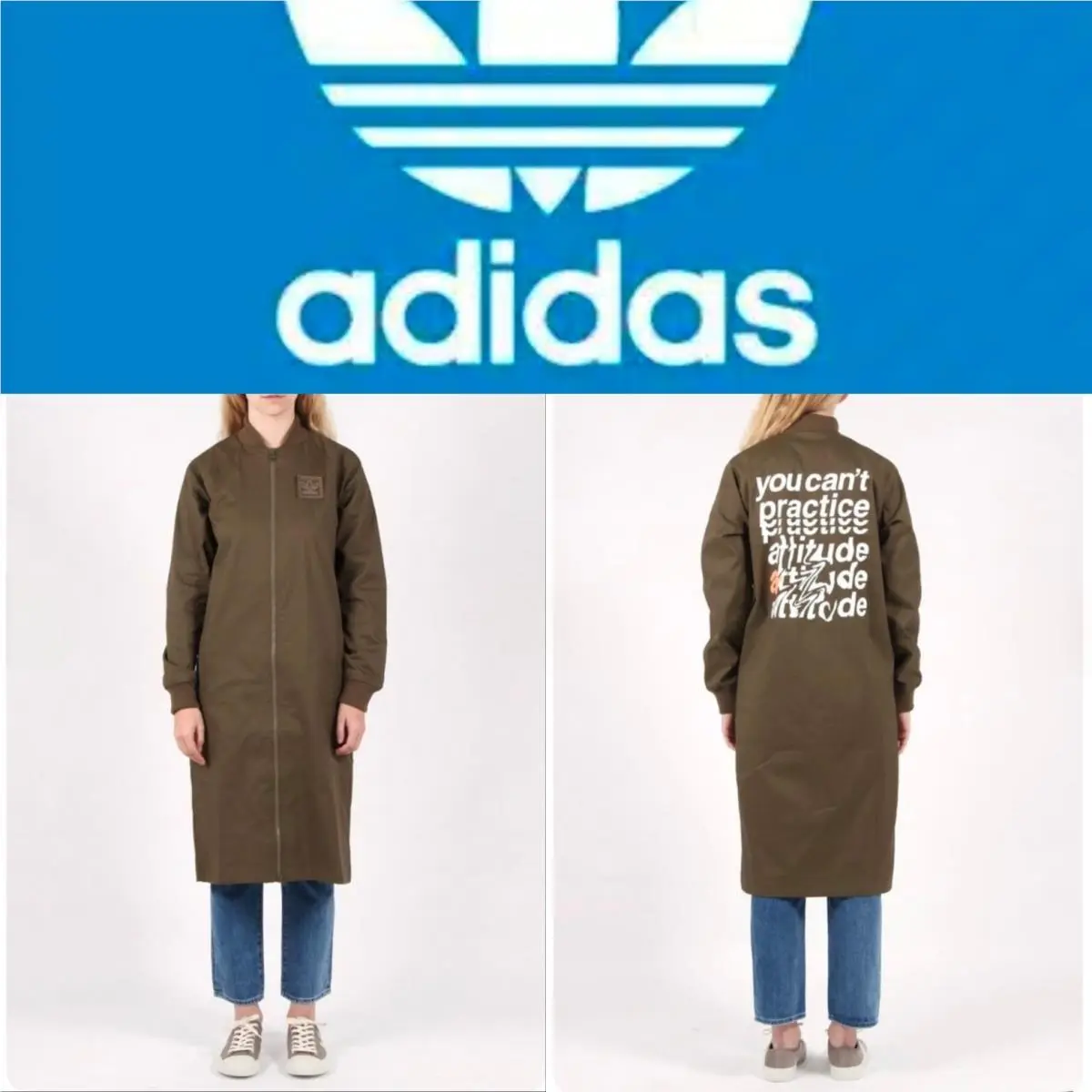 Adidas Originals Military Trench Coat Long Utility Jacket Womens US M