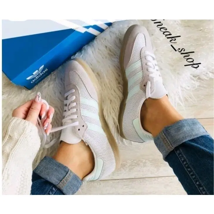 Adidas Samba CG6108 Women`s White Sky Green Size 11 US