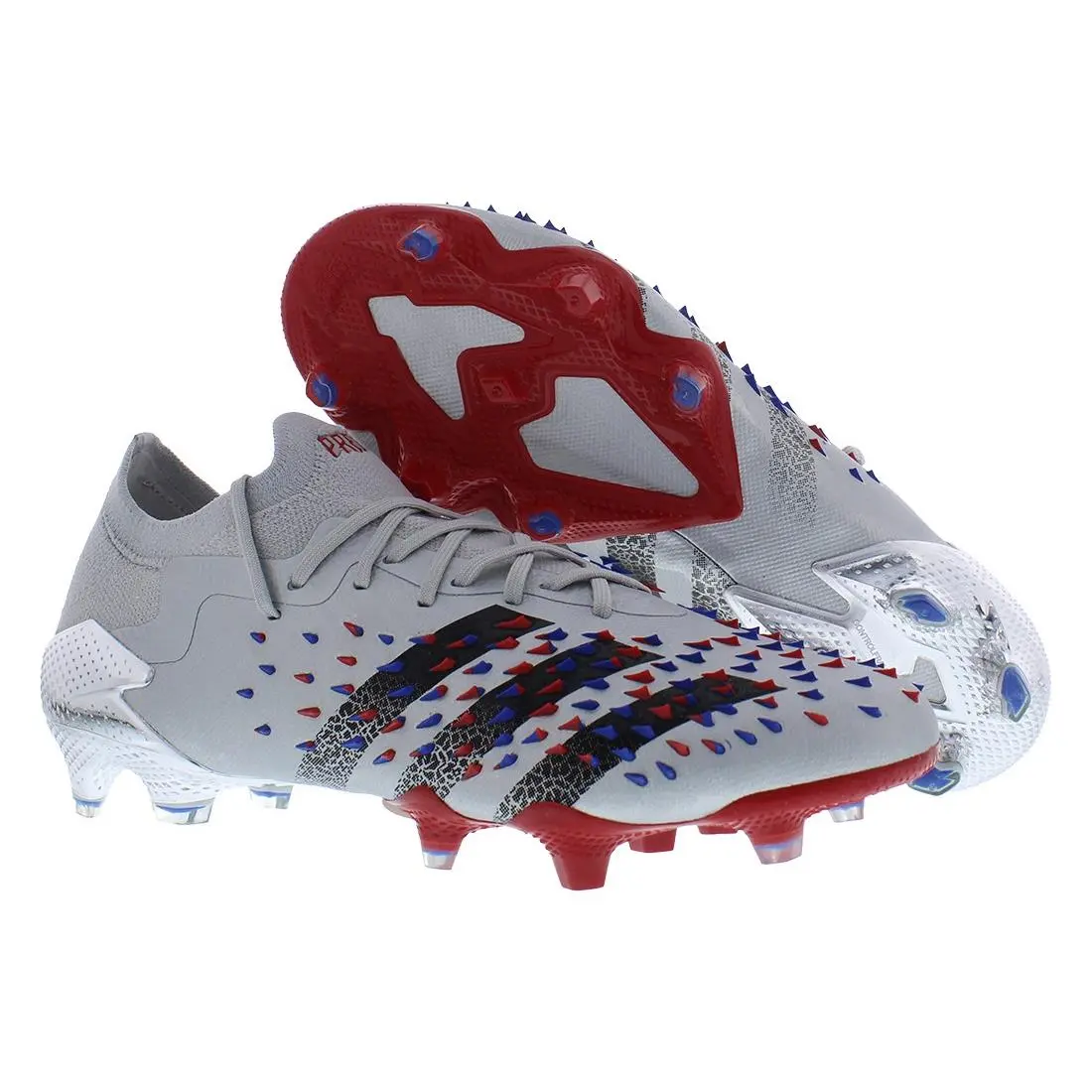 Adidas Predator Freak .1 Low Firm Ground Mens Shoes Size 6.5 Color: Silver - Silver Metallic/Core Black/Royal Blue, Main: Silver