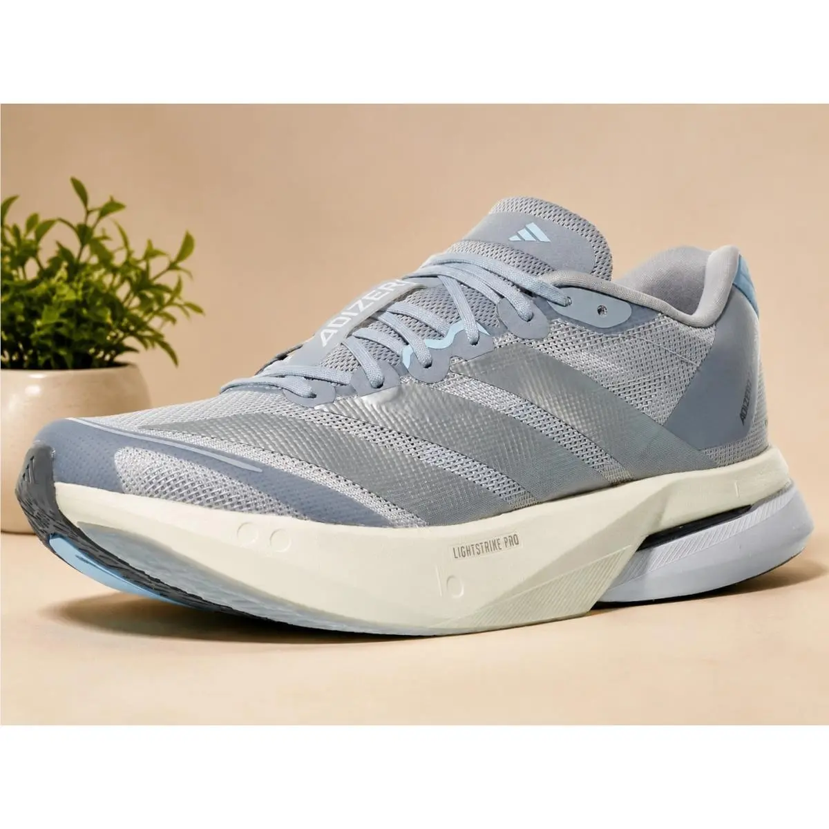 Adidas Women`s Adizero Boston 13 Running Shoes Silver Blue Size 9.5 US
