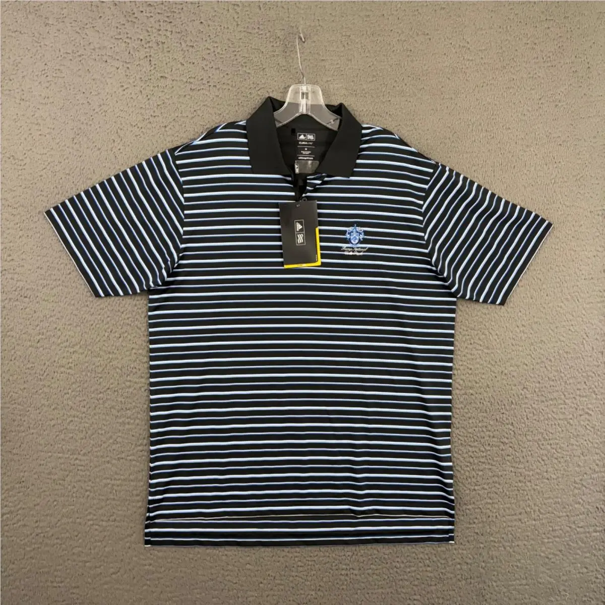 Adidas Polo Shirt Mens Medium Multicolor Striped Trump National Colts Neck Golf