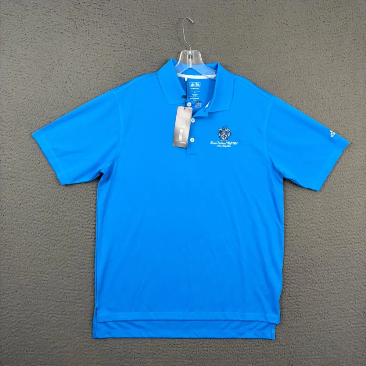 Adidas Polo Shirt Mens Medium Blue Trump National Golf Club Los Angeles Preppy