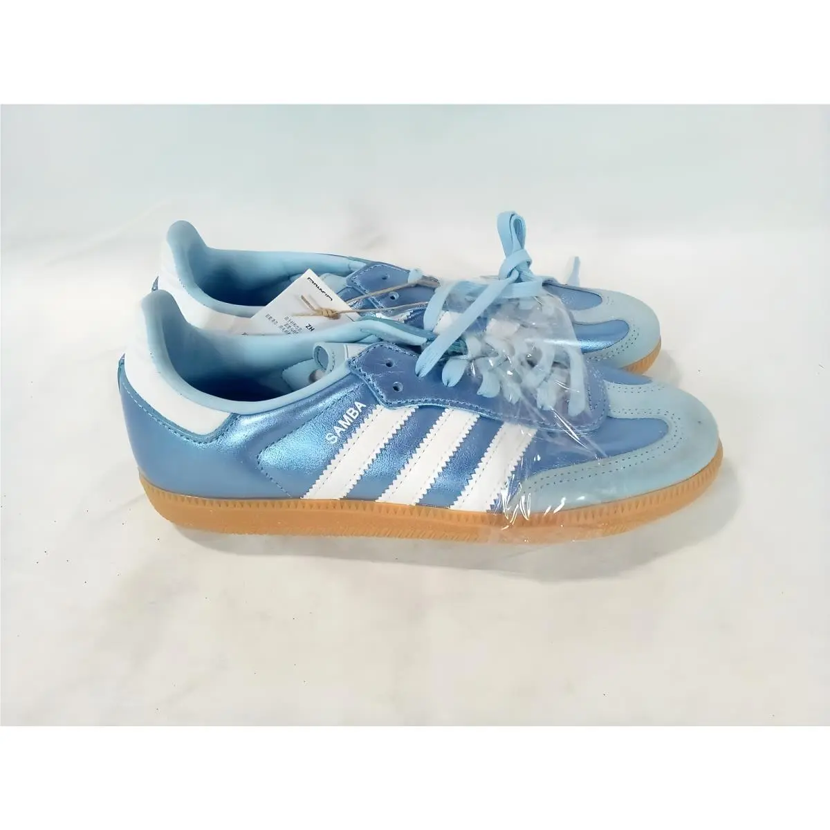 Adidas Samba OG J Light Blue Metallic Kids Sneakers KK2326 Size 4