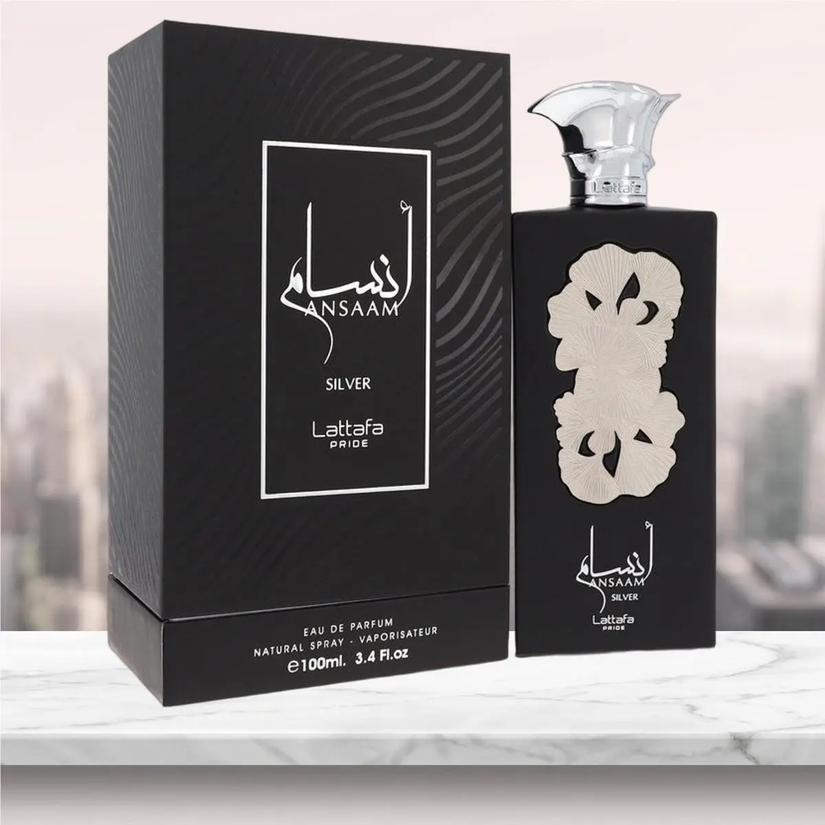 Lattafa Pride Ansaam Silver Eau De Parfum Spray Unisex By Lattafa - 3.4 oz