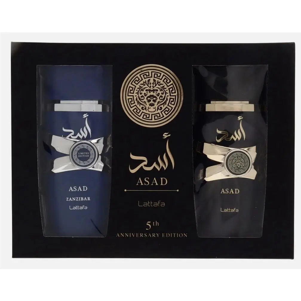 Lattafa 2 Piece Asad + Asad Zanzibar Eau De Parfum Gift Set For Unisex 200 ML