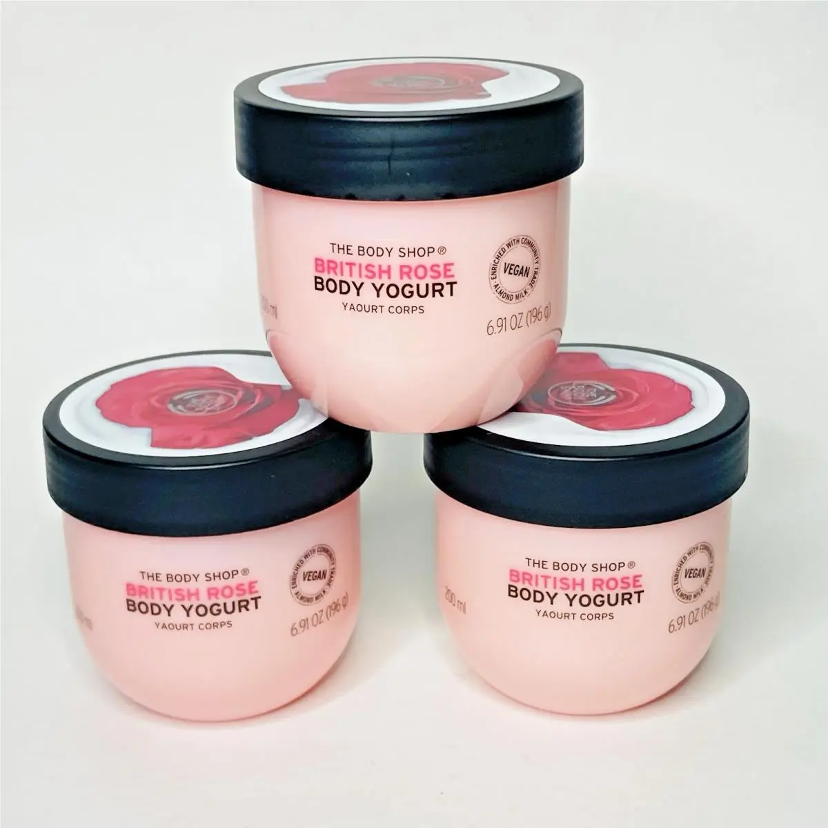 Lot of 3 The Body Shop British Rose Body Yogurt 48H Moisture 6.91 oz 200 ml