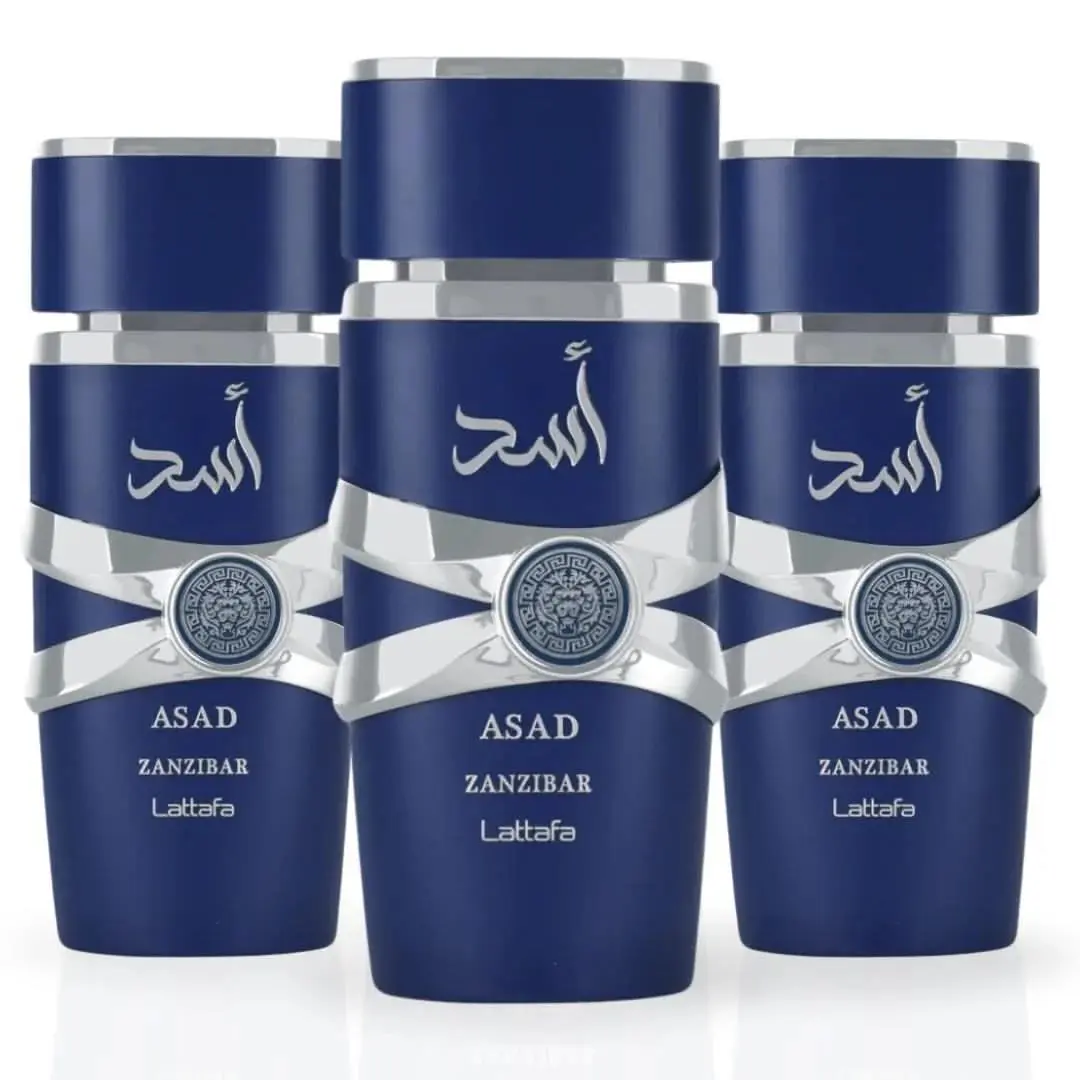 Asad Zanzibar Eau de Parfum Spray 100ml 3.4 oz by Lattafa Pack of 3