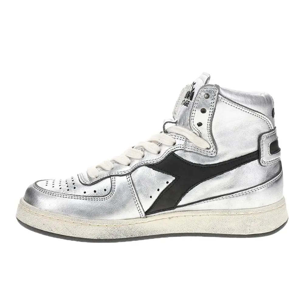 Diadora shoes - diadora Mi Basket Used Metallic Lace Up - 176694-C4702 - Silver 1