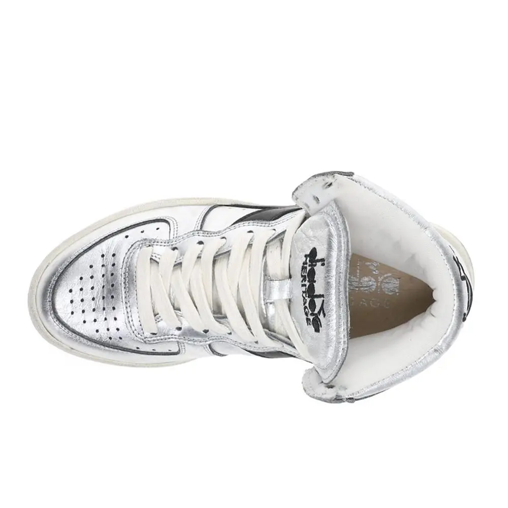 Diadora shoes - diadora Mi Basket Used Metallic Lace Up - 176694-C4702 - Silver 2