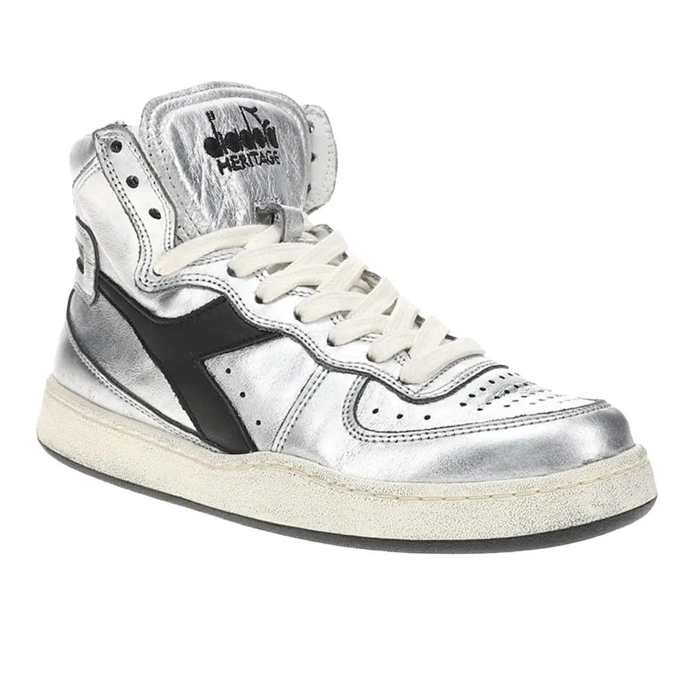 Diadora shoes - diadora Mi Basket Used Metallic Lace Up - 176694-C4702 - Silver 5