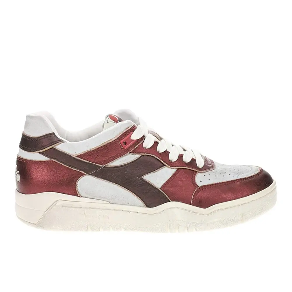 Diadora B.560 Pigskin Metallic Lace Up Womens Silver Sneakers Casual Shoes 1812