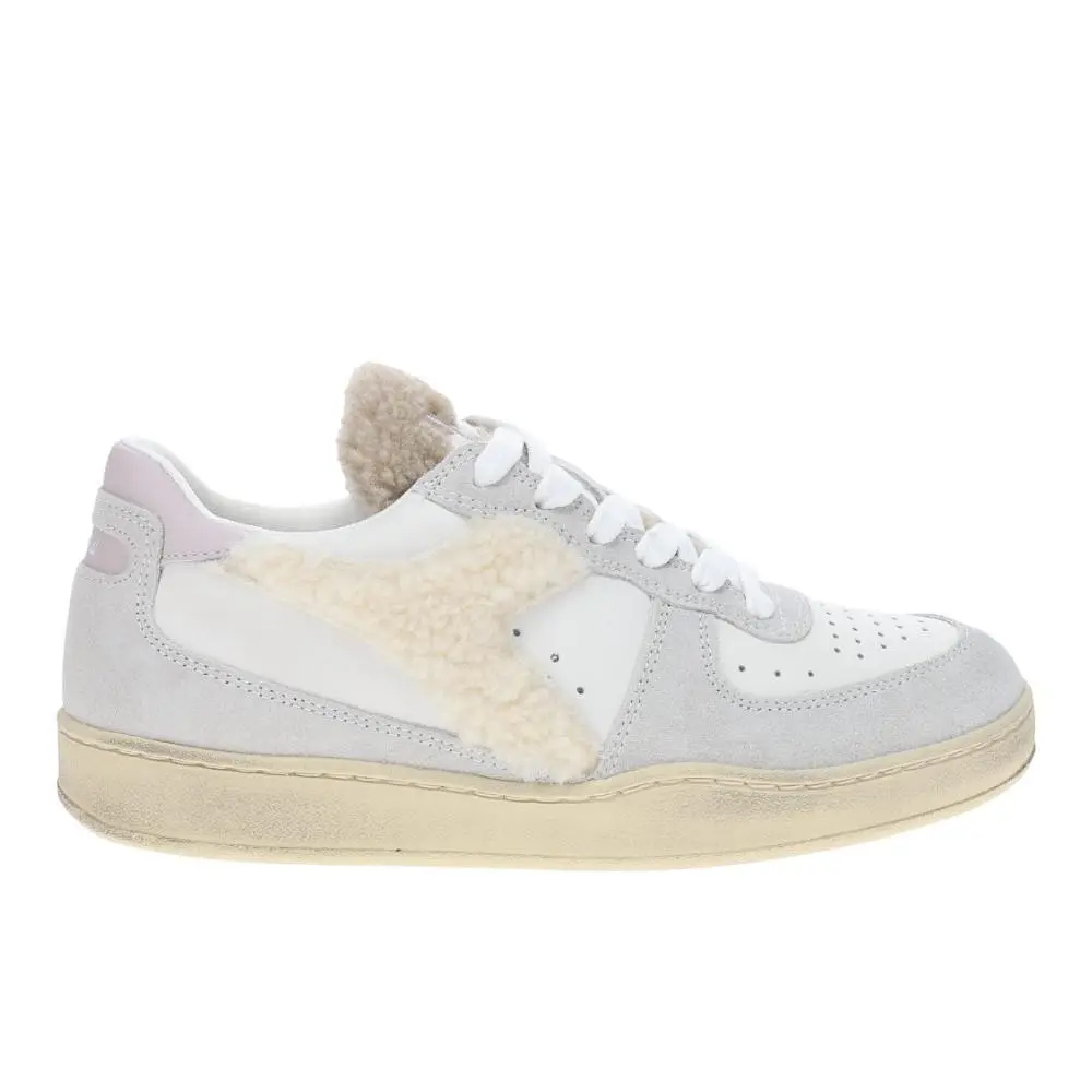 Diadora Mi Basket Low Chalet Lace Up Womens White Sneakers Casual Shoes 181236