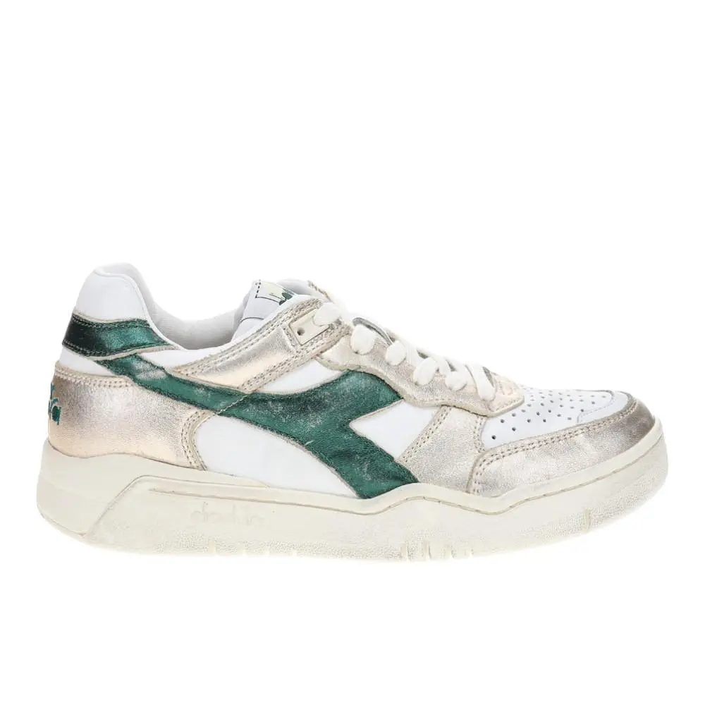 Diadora B.560 Metal Mix Lace Up Womens Gold Sneakers Casual Shoes 182502-D0283