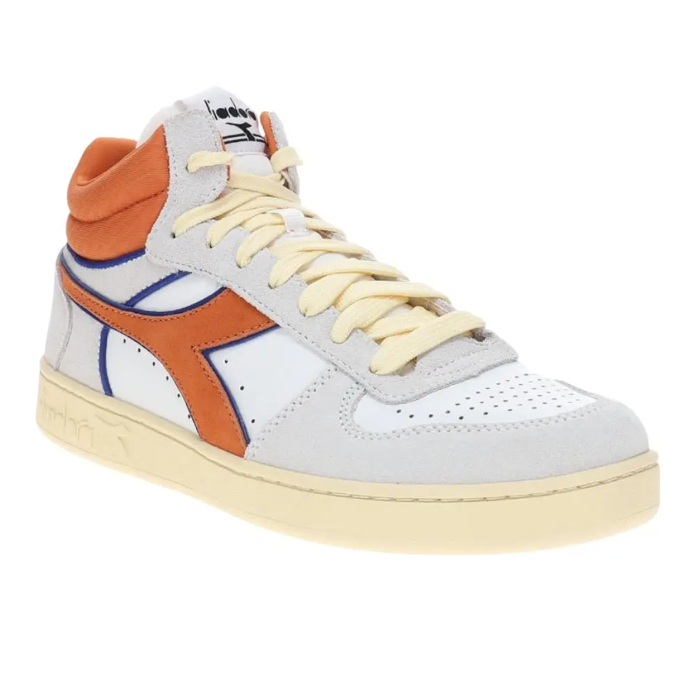 Diadora shoes - diadora Magic Basket Demi Cut Suede Leather Lace Up - 178563-C0326 - Orange, White 0