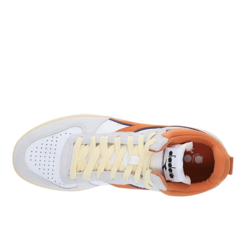 Diadora shoes - diadora Magic Basket Demi Cut Suede Leather Lace Up - 178563-C0326 - Orange, White 2