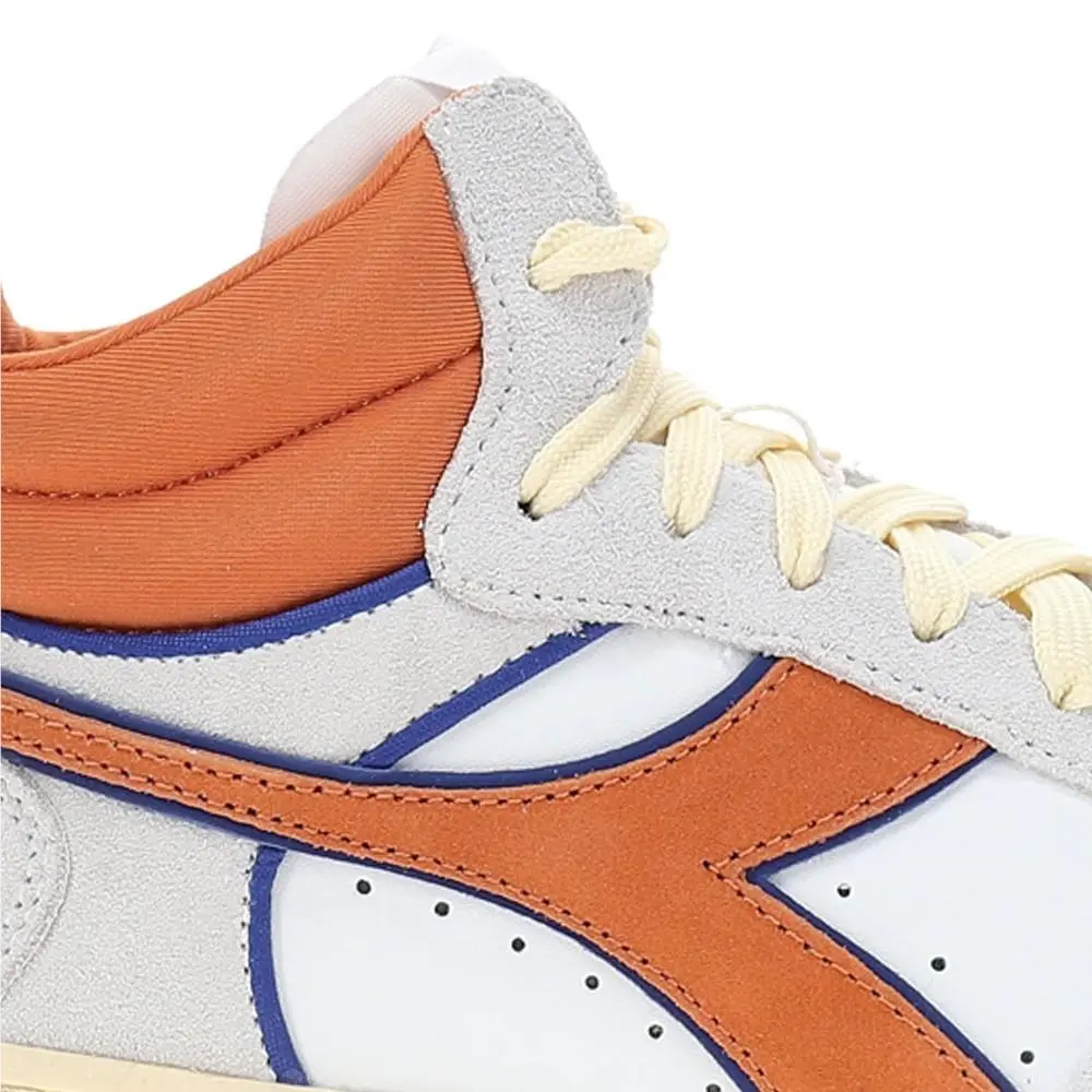 Diadora shoes - diadora Magic Basket Demi Cut Suede Leather Lace Up - 178563-C0326 - Orange, White 4
