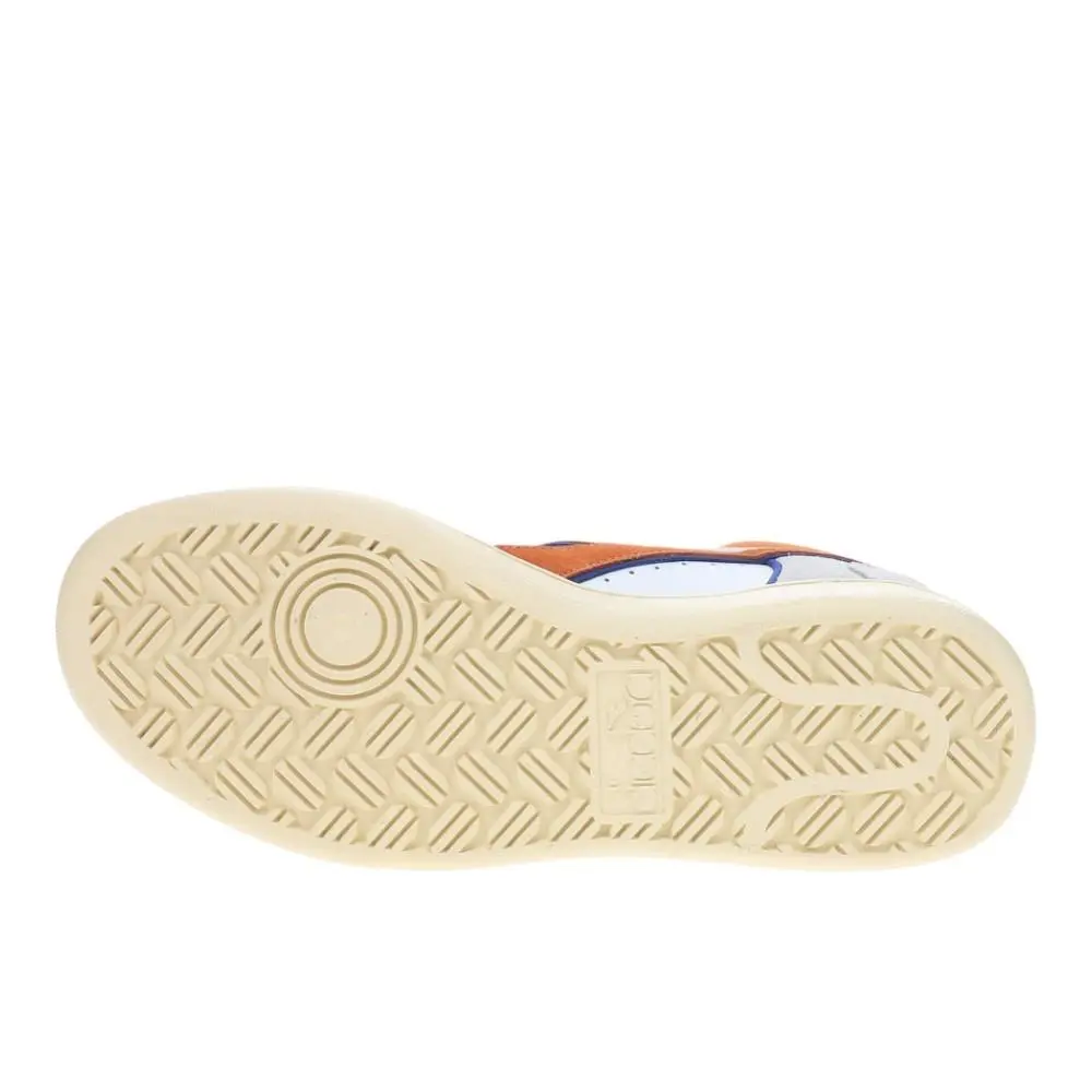 Diadora shoes - diadora Magic Basket Demi Cut Suede Leather Lace Up - 178563-C0326 - Orange, White 10
