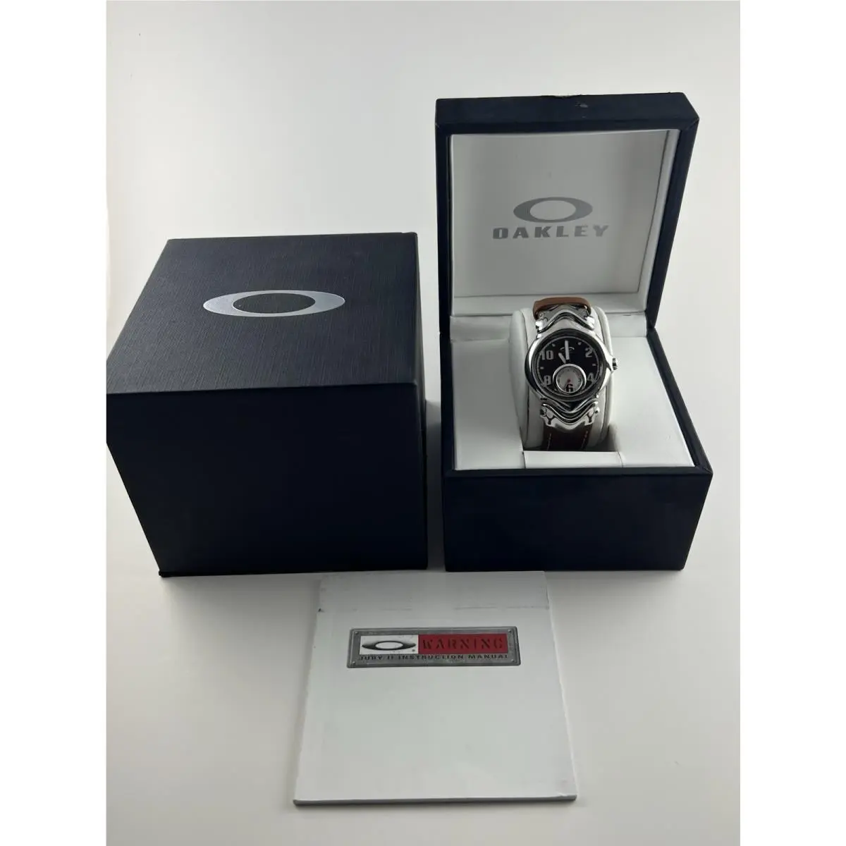 Oakley Jury II Watch Polished Stainless Steel Brown Leather Dial Judge