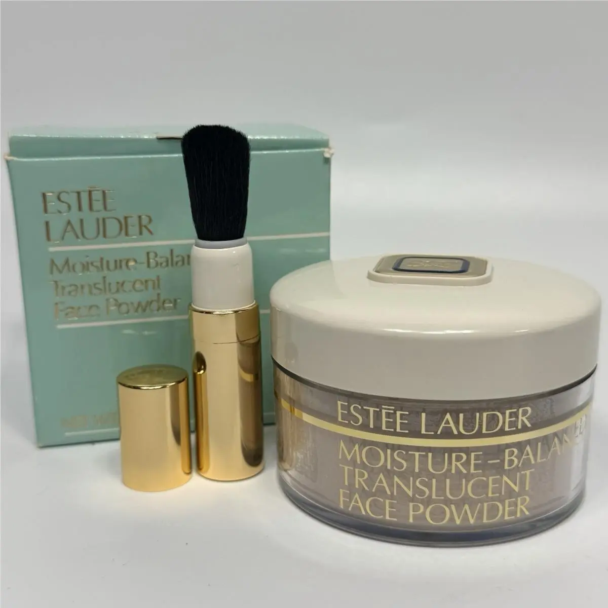 Vtg Estee Lauder Loose Face Powder Buff 08 Moisture Balanced Translucent Brush