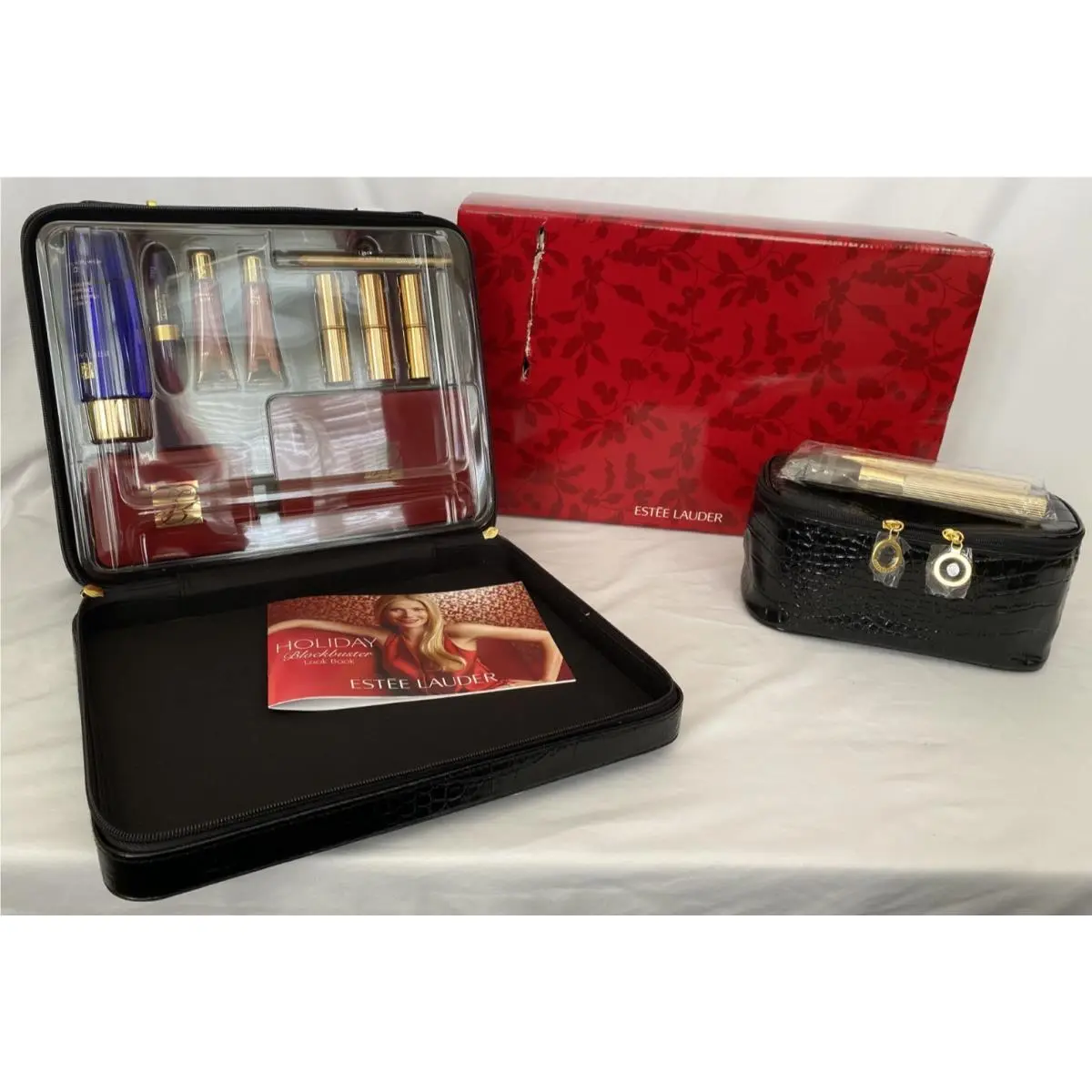 Estee Lauder Holiday Blockbuster Makeup Gift Set Train Case Nos