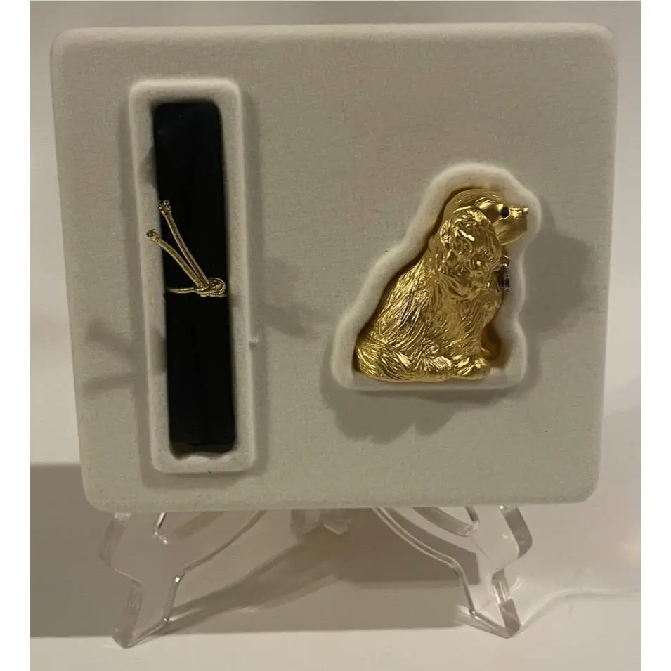 2001 Estee Lauder White Linen King Charles Spaniel Solid Perfume w EL Collar Tag