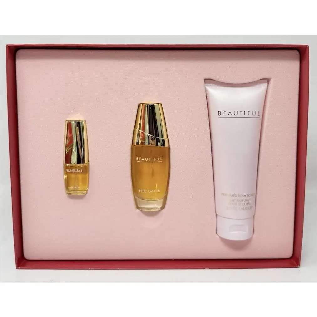 Estee Lauder 3 Piece Beautiful Boxed Trio Gift Set Perfume Spray Lotion