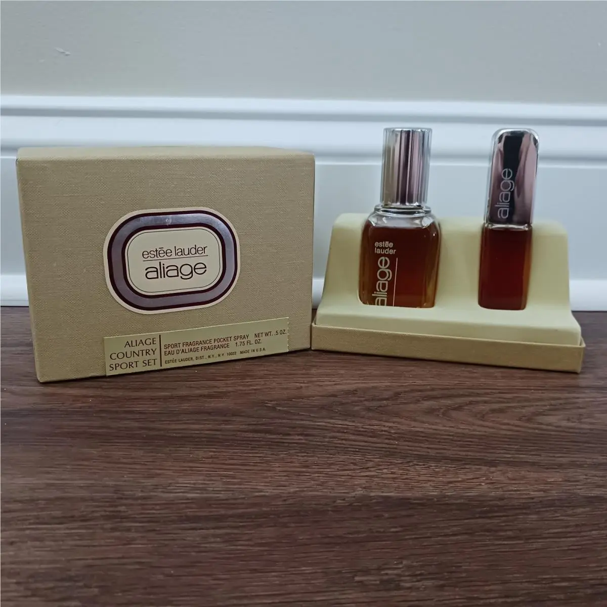 Estee Lauder Perfume Aliage Sport 2pc Gift Set Cologne Vintage Old Stock
