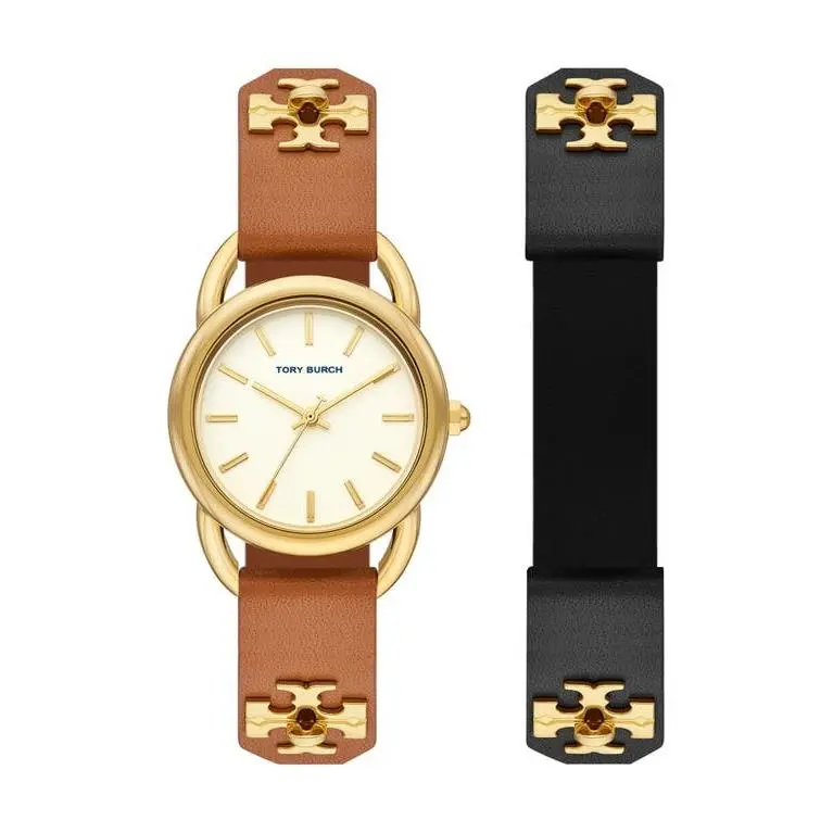 Tory Burch Ravello Leather Strap Watch Set 32mm 2 Straps