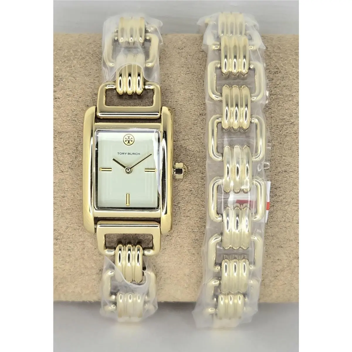 Tory Burch Women`s Mini Eleanor Gold Cream Dial Wrap Around Watch - TBW1067