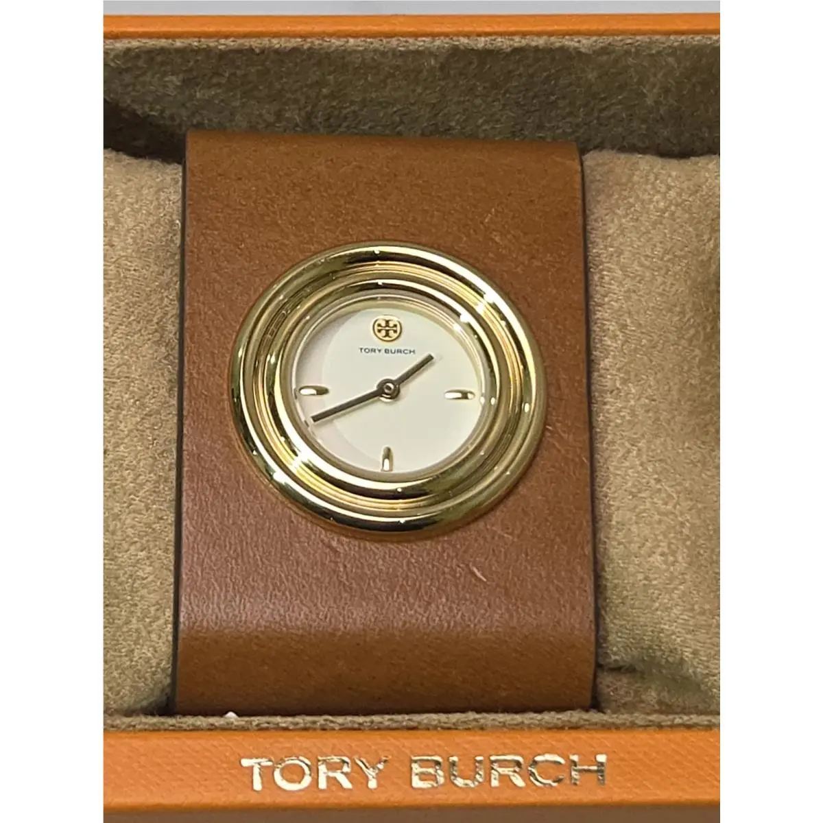 Tory Burch Women`s Brown Leather Cuff Strap Watch 30mm TBW7020