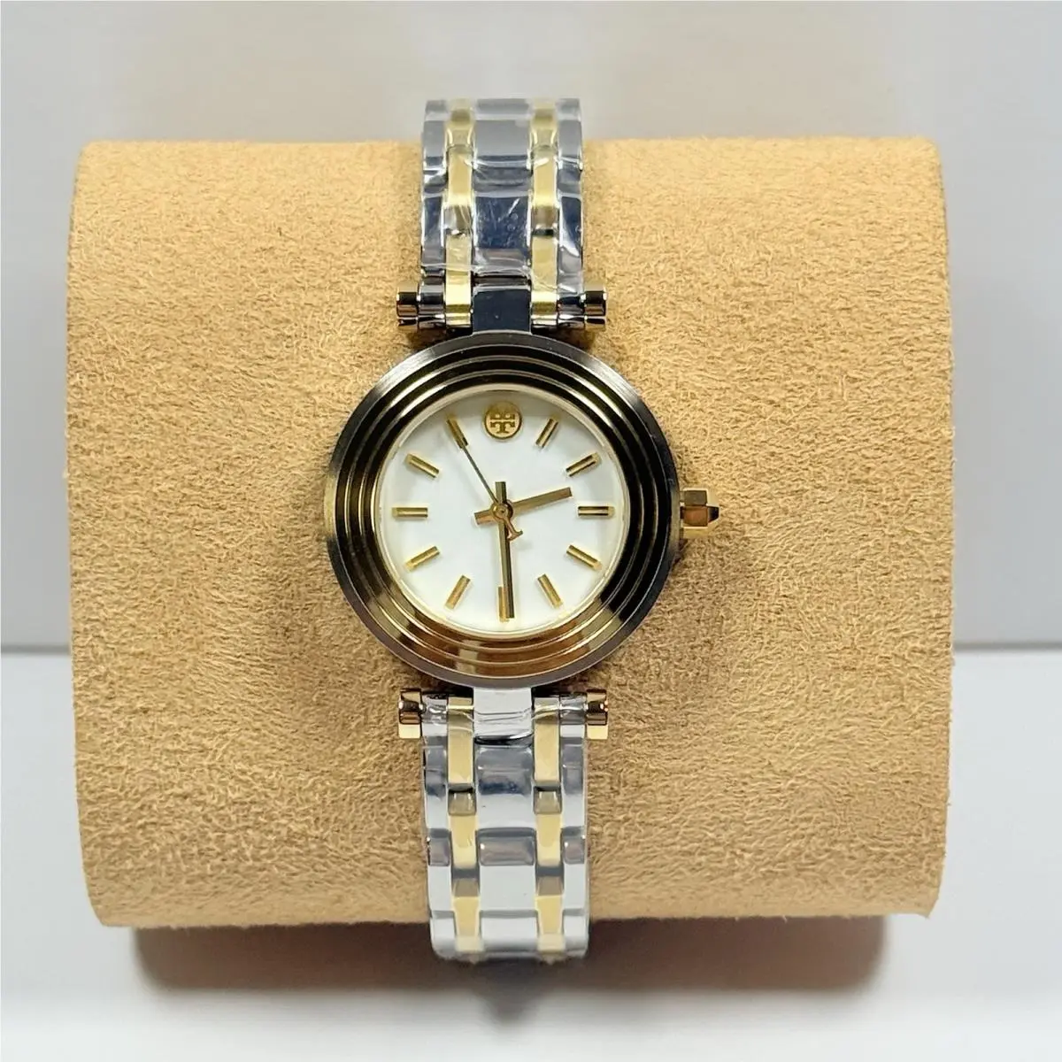New- Tory Burch TBW9014 Classic T White Dial Two Tone 30mm Women’s Watch
