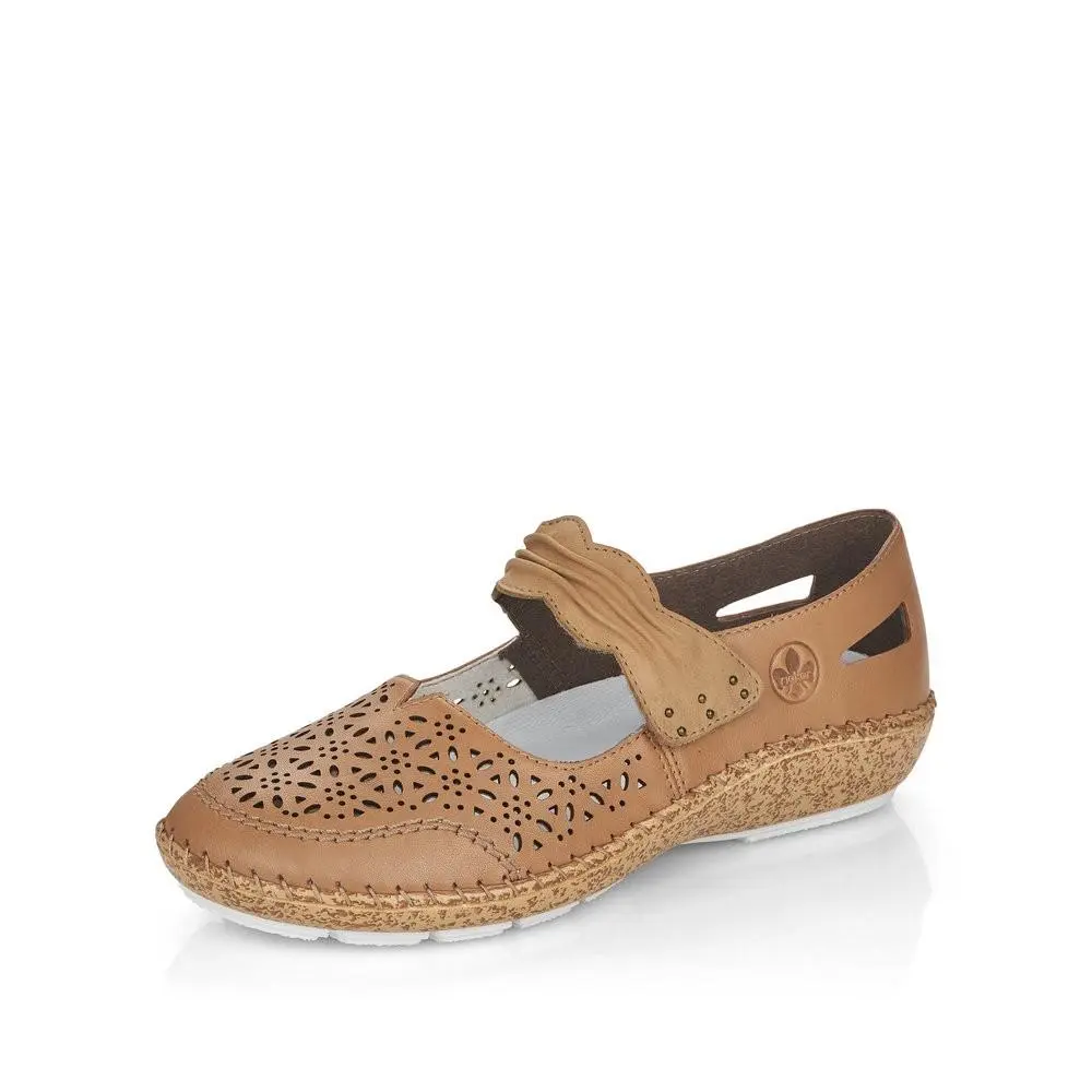 Rieker Women`s 44896-60 Cindy Hook Loop Mary Jane Shoes Sand Leather Size 39