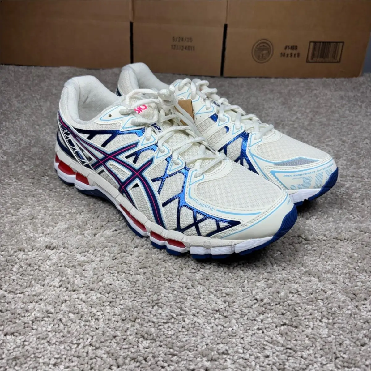 Asics Gel-kayano 20 20th Anniversary Cream Blue Red 1203A388 Mens 11.5