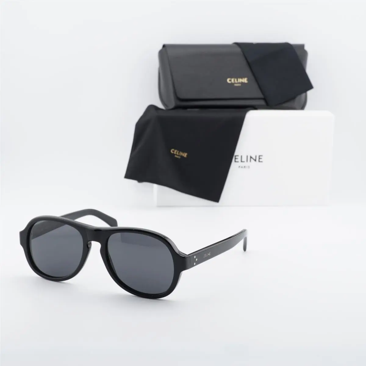 CL40298I 01A  3 Dots 01A Shiny Black/grey 56-18-145 Sunglasses by Celine