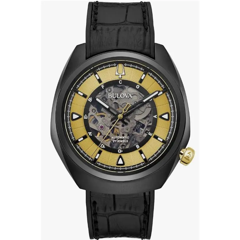Bulova Grammy Black Skeleton Dial Automatic Men`s Watch 98A241