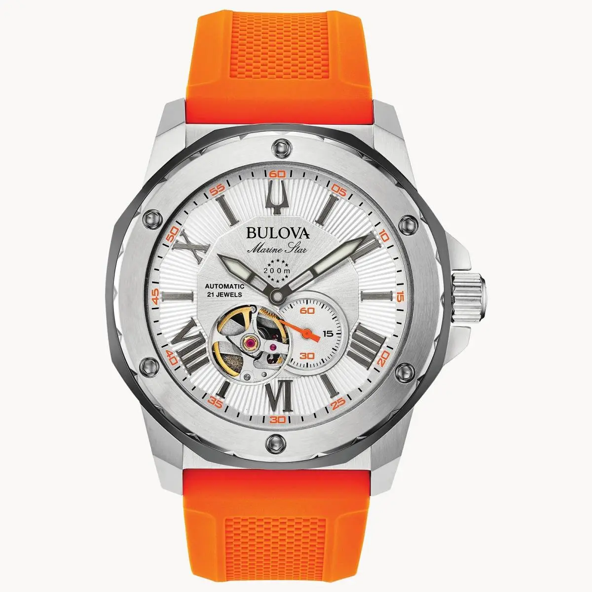 Men`s  Watch Marine Star Orange Band 98A226 by Bulova