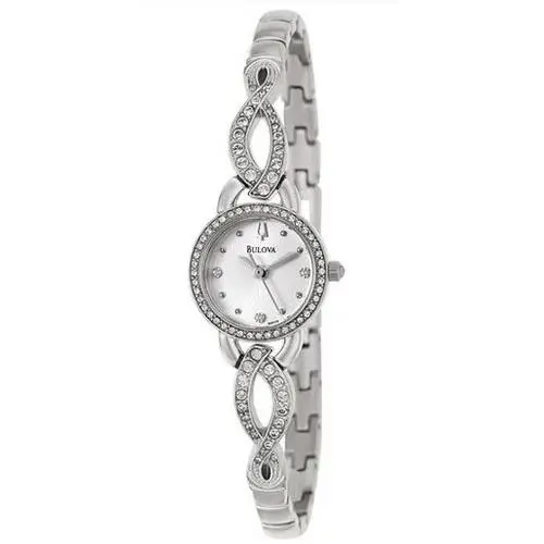 Bulova Women Watch Stainless Steel White Dial Crystals Half Bangle 96X119