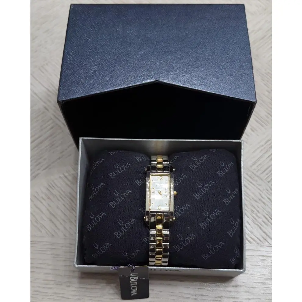 Bulova 98L009 Womens Two-tone Rectangular Dress Watch Needs Battery